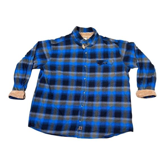 Legendary Whitetails Buck Camp Flannel Shirt Blue Plaid 4XT Cotton Long Sleeve - Picture 1 of 5